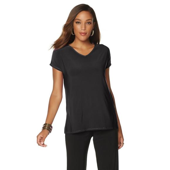 Antthony Tops - Antthony Looking Stylish and Feeling Sensational Short-Sleeve Knit Tee XS Sz HSN